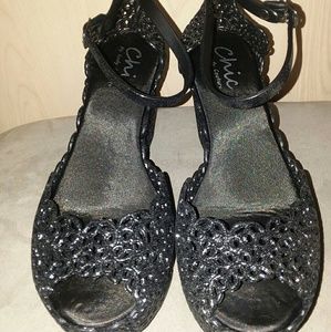 Glitter Black Sparkle Heels